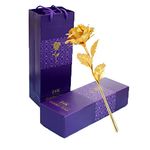 TINYOUTH 24K Golden Rose Flower, Gold Dipped Rose 24K Forever Rose with Gift Box and Bag for Lover Mother Friends, Christmas Thanksgiving Wedding Anniversary Mother's Day Valentine's Day