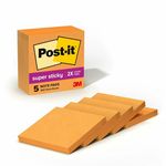 Post-it Super Sticky Notes, 3x3 in, 5 Pads, 2X The Sticking Power, Neon Orange, Recyclable (654-5SSNO)