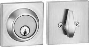 Berlin Modisch Sleek Series Square Single Cylinder Deadbolt Lock for Front Door Entrance Modern High Security Heavy Duty – Satin Nickel Finish