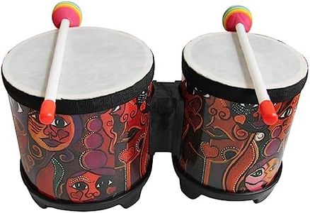 Vaguelly Bongo Drum Set Wood Percussion Instrument Bongos with Wood Drumsticks for Kids and Adults