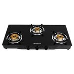 Faber Gas stove 3 Burner Glass Cooktop ( Jumbo 3BB BK) Manual Ignition, Black, Glass & Steel