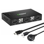 HDMI KVM Switch for 2 Computers 1 Monitor, 4K@30Hz USB 2.0 KVM Swicher for 2 Computers Share Keyboard Mouse and one HD Monitor, with 2 HDMI Cables and 2 USB Cables