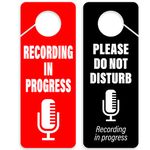 CLEVER SIGNS Recording in Progress - Please Do Not Disturb Sign, Door Knob Hanger 2 Pack, Double Sided, Ideal for Using in Any Room.