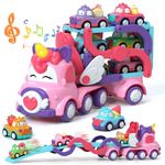 Lehoo Castle Gifts For 3 Year Olds Girls, Toys For 3 Year Old Girls, Unicorn Gifts For Girls, Presents For 3 Year Old Girl Gifts, Transporter Carrier Truck With Light And Sound