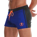 Arcweg Men's Swimming Trunks Shorts Without Removable Pad Sport Boxer Swimwear Boxers Underwear Drawstring Summer Beach Board Shorts Elastic Swimsuit Bottom Navy Blue L（UK）