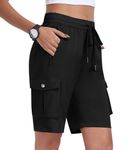 MoFiz Women 10" Summer Outdoor Athletic Cargo Short with Zipper Pocket Golf Tennis Travel Casual Short Black,XL