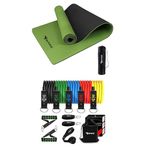 Spike Latex Resistance Band Set and Spike TPE Yoga Mat 11 in 1 for Men and Women for Home and Gym Exercise Pull Up Toning Bands (Spike Resistance Band Kit + Spike TPE Yoga Mat Green)