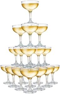 Peohud Set of 18 Coupe Cocktail Glasses, 5 Oz Unbreakable Acrylic Martini Glasses, Reusable Champagne Cups for Party, Home, Bar, Wedding, Picnic