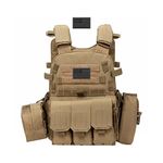 AZB Tactical Vest for Men Adjustable Airsoft Vest Quick Release Breathable Paintball Vest, Khaki