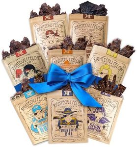 Righteous Felon Beef Jerky Variety Pack - Beef Jerky Gift for Father's Day - Gluten Free Beef Jerky Snack Packs - High Protein, Keto, Low Sugar - Gifts for Men - Sampler 8 Pack