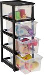 Amazon Brand - Solimo Plastic Multipurpose Modular Drawer, 4 Racks, Large, Transparent