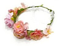 FAIRYTALE Women Hair Flower Crown Head Garland Wedding Hair Wreath Dried Flowers Corolla Garlands Floral Headband Headdress Hair Tiaras (Pink)