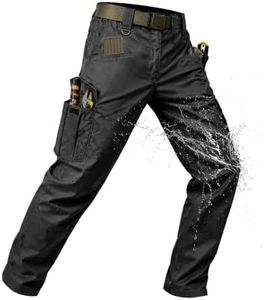 ZITY Men's Lightweight Tactical Cargo Pants Ripstop Water Resistant 9 Pockets Work Hiking Outdoor Combat Daily Use Black 38×32