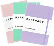 PAPERAGE Lined Journal Notebooks, 3 Pack, (Blush, Mint, Lavender), 160 Pages, Medium 5.7 inches x 8 inches - 100 GSM Thick Paper, Hardcover