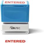 Veltec Premium Pre-Inked Message Stamp, Red Ink (Entered)