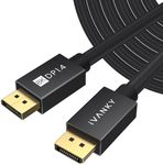 IVANKY DisplayPort Cable 1.4, 8K DP Cable 25ft [8K@60Hz, 4K@144Hz, 1080P@240Hz], Support HBR3, 32.4Gbps, HDCP 2.2, HDR, Compatible for Gaming Monitor, TV, PC, Laptop and More, Black-25ft