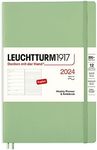 LEUCHTTURM1917 367816 Weekly Planner & Notebook Paperback (B6+) 2024, Softcover, Sage, English