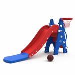 Amazon Brand – Solimo Castle Slide with Basketball for Indoor & Outdoor Use | Safe & Fun | Ideal for Boys & Girls | Toy for Kids | Easy Assembly | Suitable for Age 24M-8Y