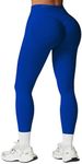 SENBAN Womens Scrunch Butt Leggings: High Waisted Seamless Workout Pants - Gym Yoga Running Compression Booty Leggings Royal Blue XS