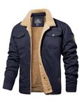 MAGCOMSEN Mens Winter Jackets Fleece Lined Coats Casual Daily Wear Jackets Bomber Cargo Coats Breathable Cotton Jacket for Men Button Down Coats Varsity Jacket with Pockets, Navy