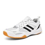 KESCOO Lightweight Badminton Shoes for Men Women, Arch Support Fit All Court Tennis Shoes, Indoor Outdoor Court Training, Volleyball Pickleball Sneakers, White Black 46