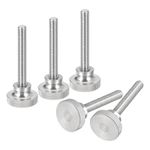 sourcing map M6x40mm Knurled Thumb Screws, 5pcs 304 Stainless Steel Flat Knurled Head Thumb Screws Bolts with Shoulder Grip Knobs Fasteners