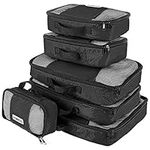 Savisto Packing Cubes 6 Piece Set, Durable & Lightweight Travel Essentials For Suitcases - Includes 1 XL, 2 L, 2 M, 1 S - Available in 8 Stylish Colours - Black