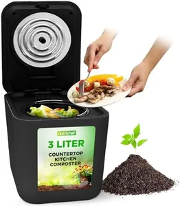 NutriChef Food Waste Bin - 3 Quart Compost Bin for Countertop, Automatic Electric Composter, Compact Indoor Kitchen Composter with Odorless Filter, Dishwasher-Safe Parts, 11" (Grey)