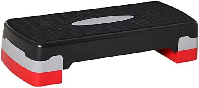 HOMCOM Step para Fitness Stepper Aeróbic Step de Aeróbic Antideslizante con Altura Regulable 2 Niveles de 10/15 cm Carga 150 kg para Ejercicio en Casa Gimnasio 68x29x15 cm Negro y Rojo
