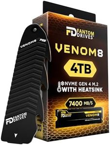 Fantom Drives VENOM8 4TB NVMe Gen 4 M.2 SSD for PlayStation 5 (PS5) Gaming PC & Laptop, Graphics, Video Editing - 3D NAND TLC DDR4 DRAM Cache Internal SSD - Up to 7400MB/s - w/Heatsink (VM8X40-PS5)
