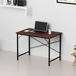 The Wall Home or Office Desk Study Table (100x60x75cm) (Black Frame, Walnut Wood)