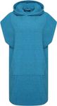 Nikaro Boys Girls 100% Cotton Hooded Robe Poncho Changing Robe Swimming Bath Cover Up Deep Kangaroo Pockets (10-13 years) Aqua