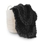 Adyrescia Chunky Knit Blanket Throw | 100% Hand Knit with Jumbo Chenille Yarn (40"x50", Raven Black)