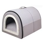 Dog House Indoor 2 In 1 Foldable Cat Igloo Beds with Removable Cushion Non-Slip Dog Bed House Waterproof Warm Cat Cave Washable Covered Dog Bed