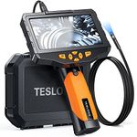 Teslong Dual Lens Inspection Camera with Light, Digital Industrial Borescope, Video Endoscope, Scope Camera, 5" IPS Screen, Waterproof Flexible Probe, 1080p, Tool for Home, Pipe, Automotive (3.3ft)