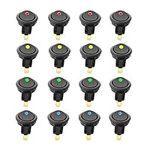 CESFONJER 16 pcs LED Illuminated Round Rocker Switch, Blue Red Green Yellow 12V 20A On/Off Car Van Dash Light for Car Auto Boat Household Appliances