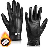 MAGILINK Leather Gloves for Men Winter Genuine Sheepskin, Gloves for Men Thinsulate Lined, Winter Gloves Touchscreen Driving, Black, Medium