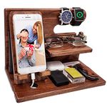 VEIYAILU Mobile Phone Stand - Birthday Gifts for Men,Gift for Dad from Daughter from Son, Nightstand Organizer for Men - Cell Phone Stand (Brown)