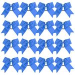 Cheer Bows 6 Inch Ponytail Holder Hair Tie 16 Pcs Hair Bow Cheerleader Bows Hair Tie (Columbia Blue)