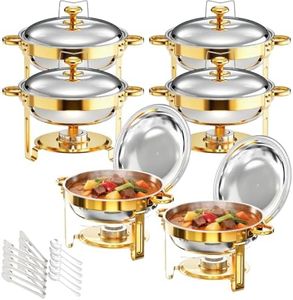 Kovrin Chafing Dishes for Buffet Set 6 Pack 6QT Golden Plated Food Warmers