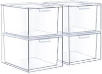 Sorbus Square Clear Stackable Storage Drawers, Plastic Storage Drawers with Handles, Craft Storage Drawers, Clothes, Medicine, Makeup, Closet, Art Supply, Bathroom, Toy Storage Organizer (4 Pack)