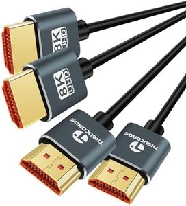Thsucords 8K 4K Cable HDMI Ultra Delgado 1M 2 Unidades, Fino Flexible HDMI 2.1 Alta Velocidad 4K@120Hz 8K@60Hz 48gbps compatible con Roku TV/HDTV/PS5/Blu-Ray