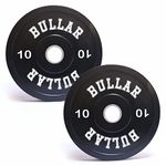 BULLAR Olympic Black Bumper Plates,Rubber Coated spare weight plates 51 mm (20 KG SET (10KGX2))