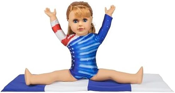 Olympics Gymnastics Competition Doll Clothes (2 Pc Set) - Athletic Uniform includes Team USA Leotard & Mat - Handmade, Premium Outfit & Accessories - Compatible with 18" American Girl Doll