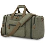 Gonex Expandable Canvas Holdall Bag for Men, 50L / 60L Large Duffel Bag for Men with Multi-Pockets, Overnight Weekend Bag, Unisex Holdall Travel Duffle Bag, Weekender Bag for Men & Women, Army Green