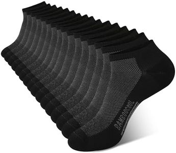 BAMBOO COOL Men's Ankle Socks Athletic Cushioned Moisture Wicking, Running Socks Arch Support Breathable, 8 Pack Black