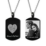 Dreambell Personalized Heart Fingerprint Photo Picture Text Engraving Custom Dog Tag Urn Memorial Pendant Necklace for Ashes Cremation Necklace 21'', Stainless Steel, not know