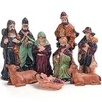 BELLE VOUS Resin Christmas Nativity Set with 9 Figures - Festive Xmas Nativity/Manger Scene Statue Set - Polyresin Figurine Ornaments for Indoor Home, Church or School Decoration