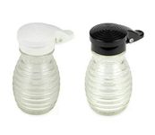 Moisture Proof Beehive Salt And Pepper Shakers | Black And White Hinged Flip Top | No Spill | No Clog | 2 OZ Set Of 2