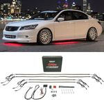 LEDGlow 4pc Red Slimline LED Underbody Underglow Accent Neon Lighting Kit for Cars - Solid Color Illumination - Water Resistant, Low Profile Tubes - Included Power Switch Turns Lights On & Off